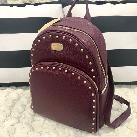 Michael Kors Handbags - Michael Kors Abbey Large Studded Backpack Plum